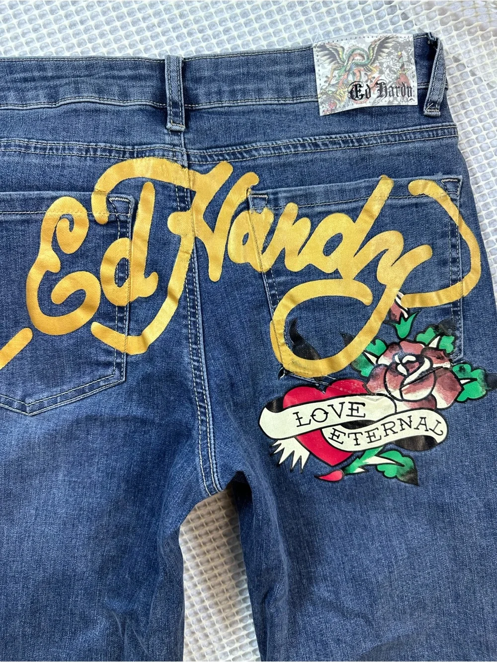 Ed Hardy Y2K True Love Embroidered Denim Fit and Flare Women's Jeans Size 30